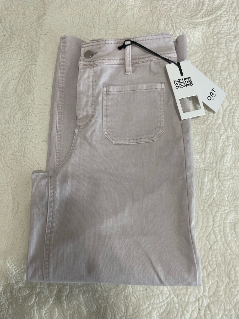 Oat NewYork Wide Leg Crop Jeans-Light Lavender Neutral-NWT-Size 26 (Size 2 or 4)